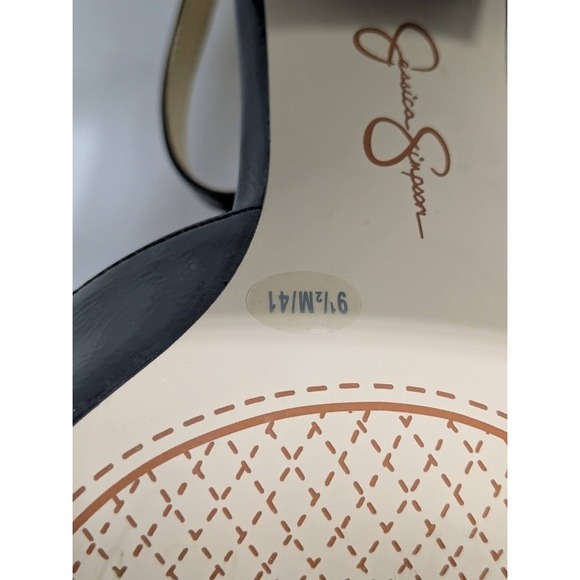 Jessica Simpson Black Patent Square Toe Block Heel Ankle Strap Pumps Womens 9.5M - Picture 8 of 8